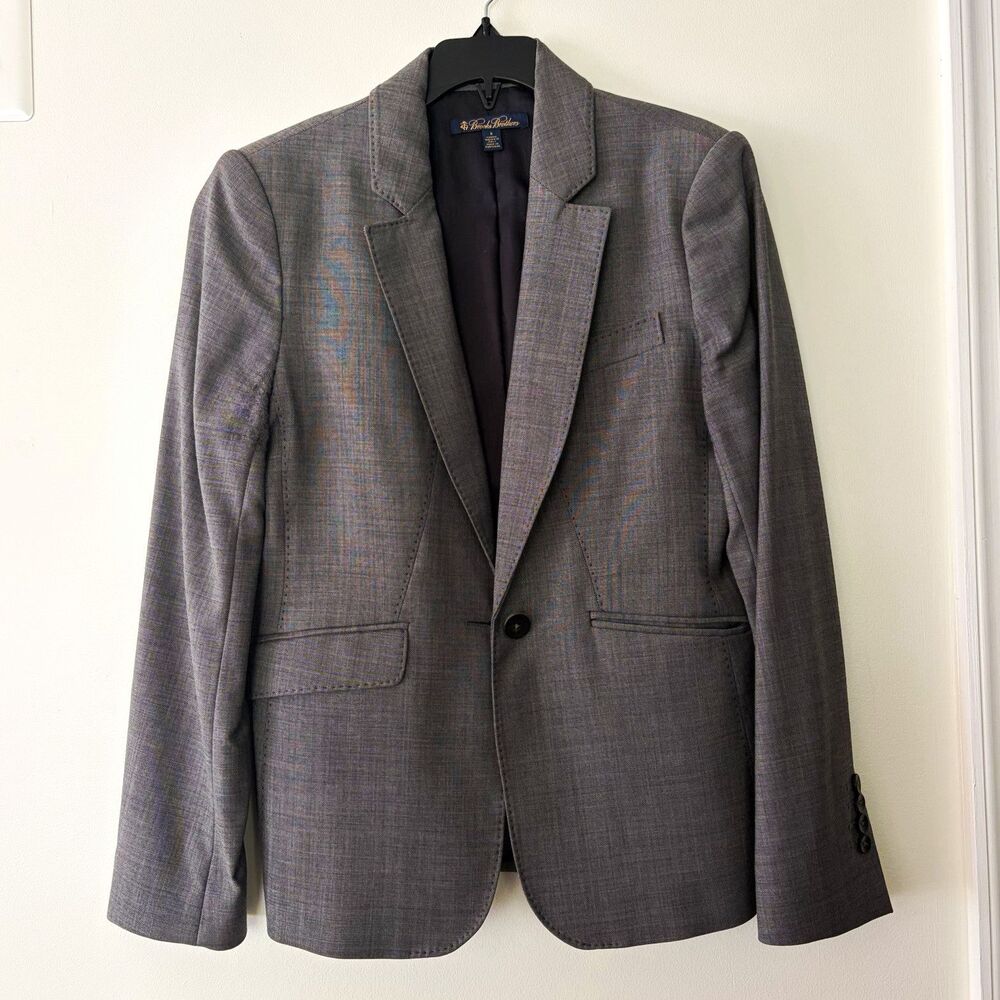 Brooks Brothers Gray Wool Twill Blazer Classic Fit One-Button